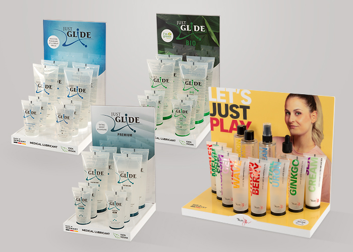 Promotional displays for Just Glide and Just Play 