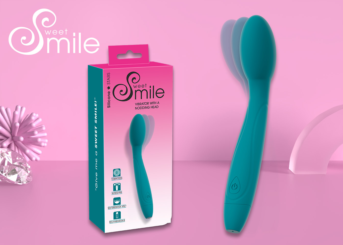 The Vibrator with a nodding massage head from Sweet Smile